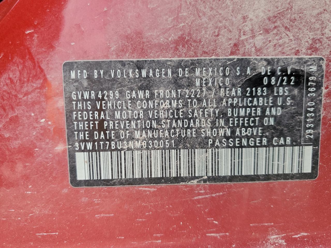 3VW1T7BU3NM030051 2022 Volkswagen Jetta Gli Autobahn