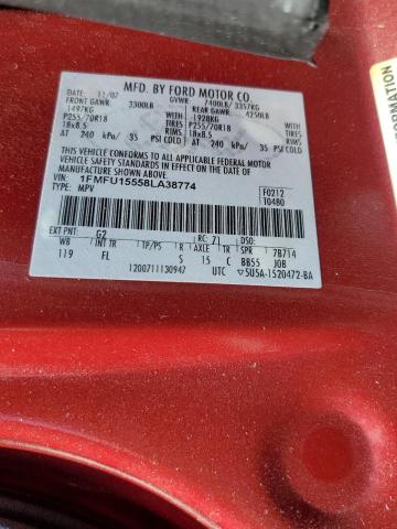 2008 Ford Expedition Xlt VIN: 1FMFU15558LA38774 Lot: 57046284