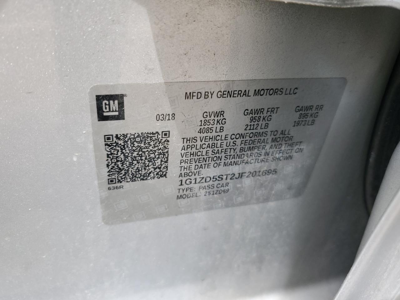 1G1ZD5ST2JF201695 2018 Chevrolet Malibu Lt