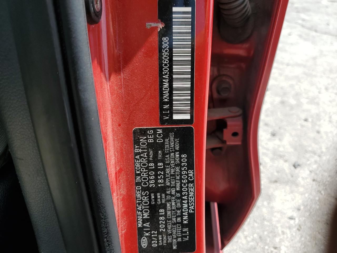 KNADM4A30C6095308 2012 Kia Rio Lx