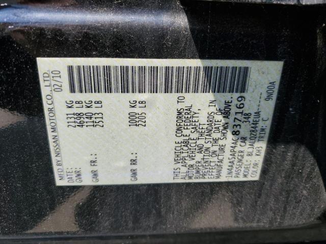 2010 Nissan Maxima S VIN: 1N4AA5AP4AC837169 Lot: 58836534