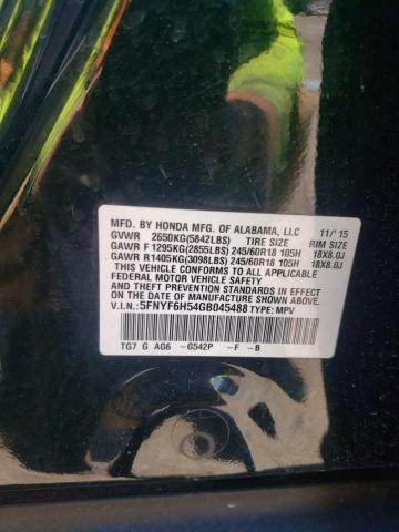 2016 Honda Pilot Exl VIN: 5FNYF6H54GB045488 Lot: 57678014