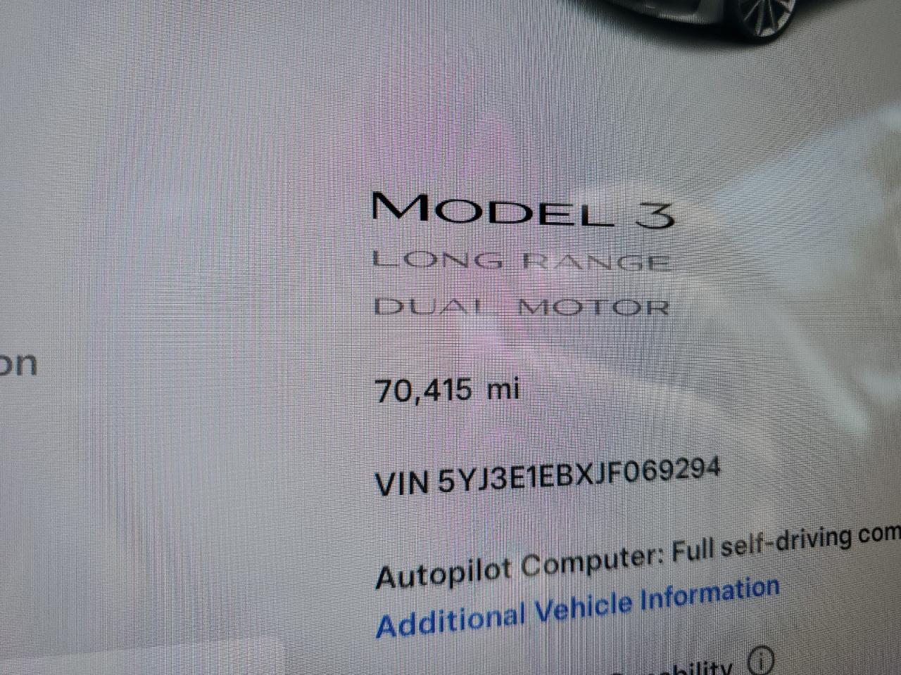 5YJ3E1EBXJF069294 2018 Tesla Model 3