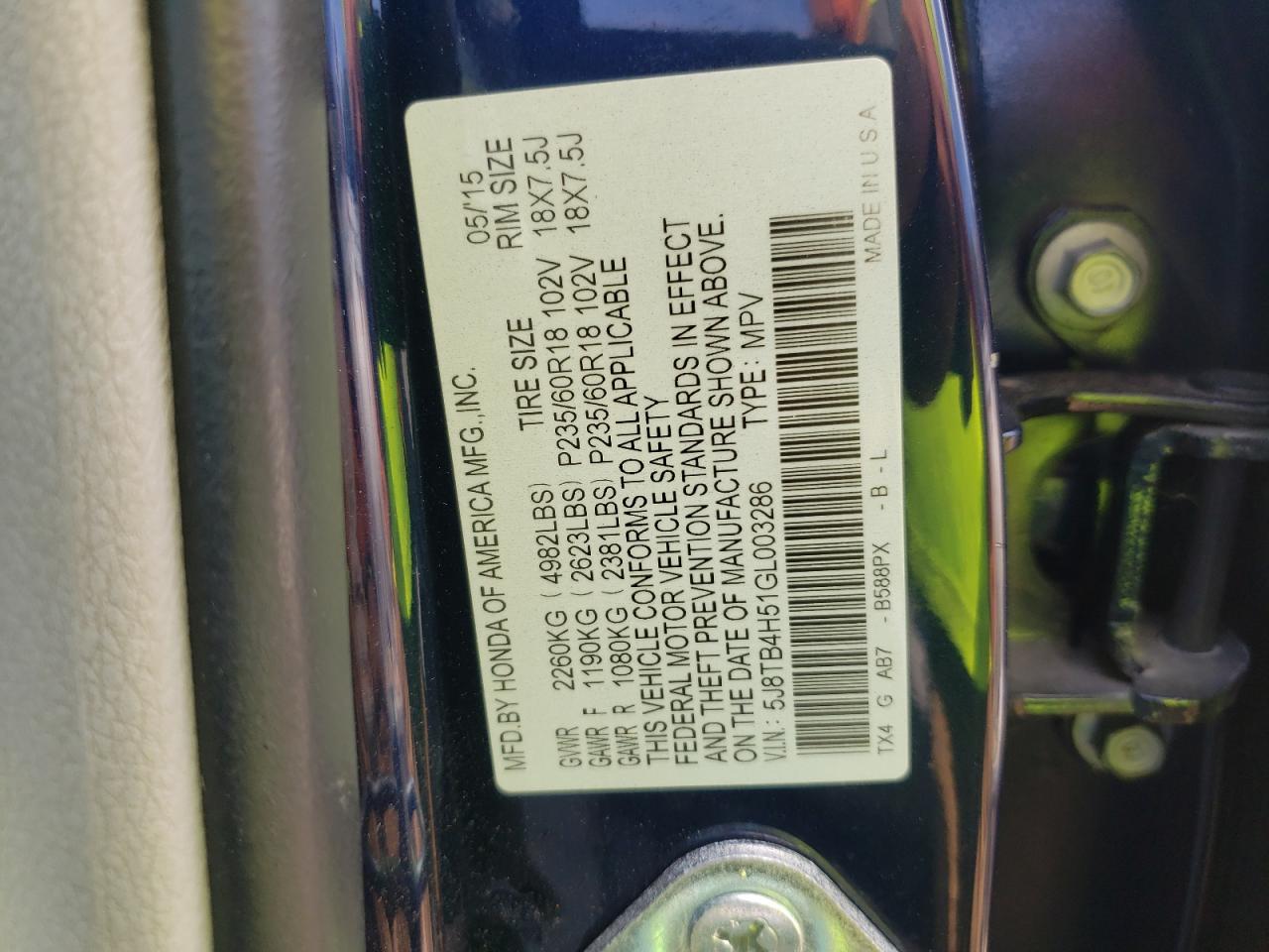 5J8TB4H51GL003286 2016 Acura Rdx Technology