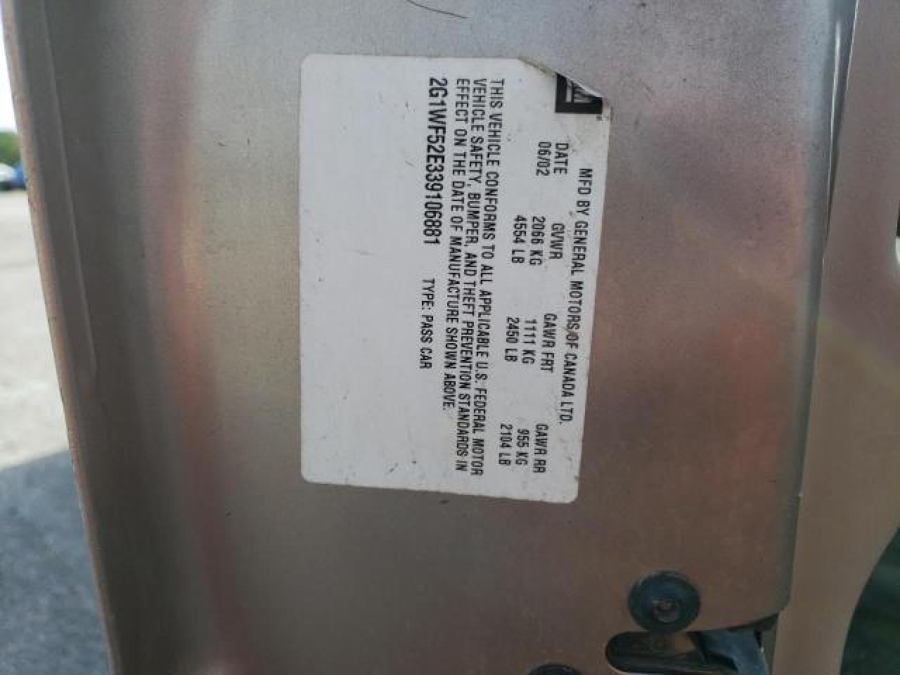 2G1WF52E339106881 2003 Chevrolet Impala