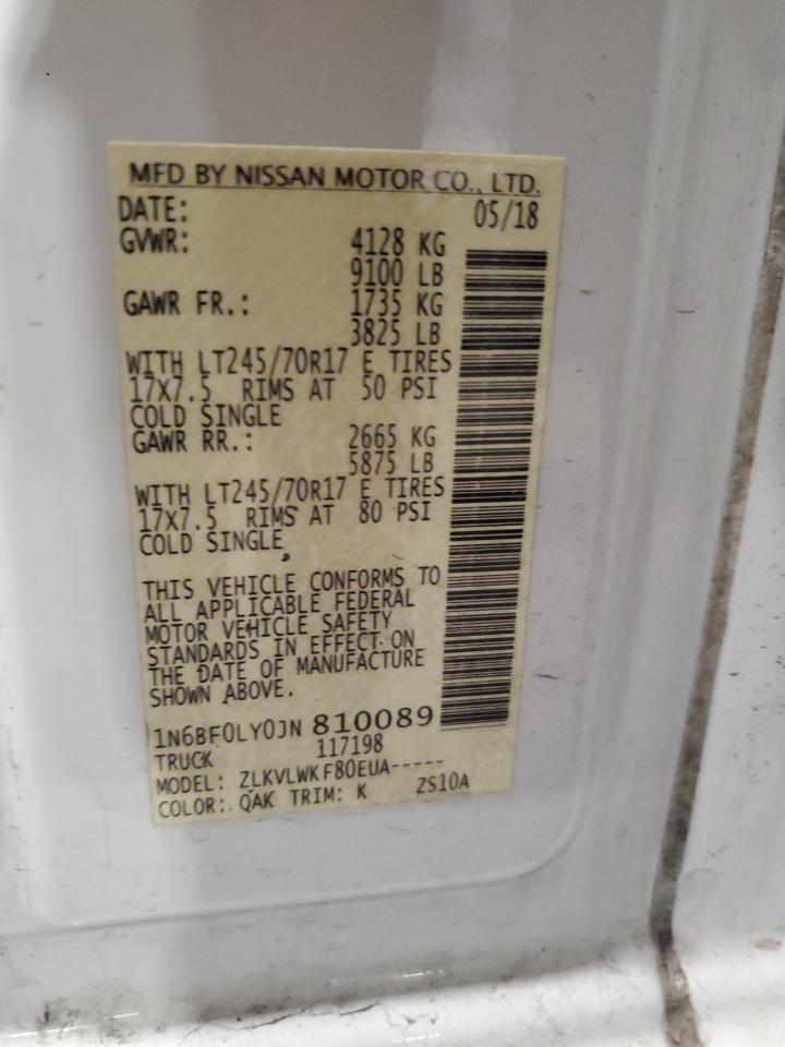 1N6BF0LY0JN810089 2018 Nissan Nv 2500 S