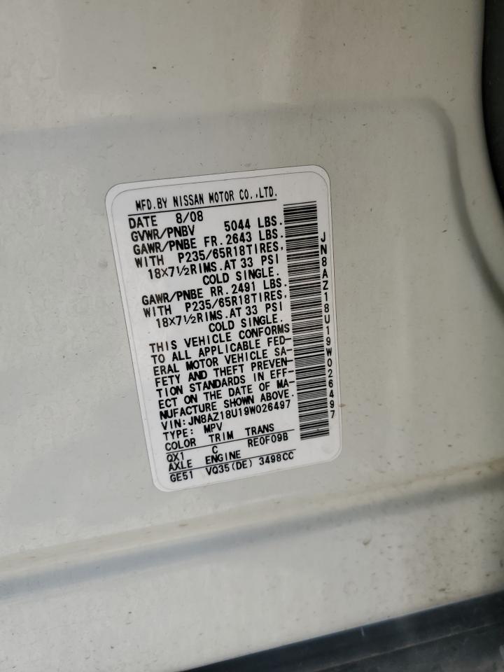 JN8AZ18U19W026497 2009 Nissan Murano S