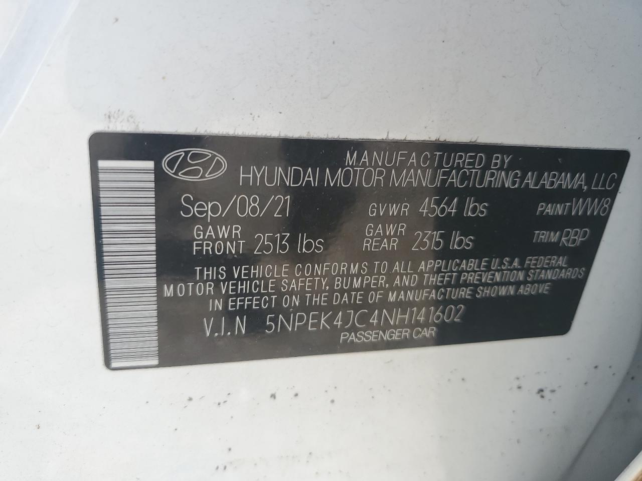 5NPEK4JC4NH141602 2022 Hyundai Sonata N Line