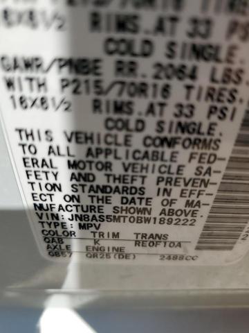 2011 Nissan Rogue S VIN: JN8AS5MT0BW189222 Lot: 59345704