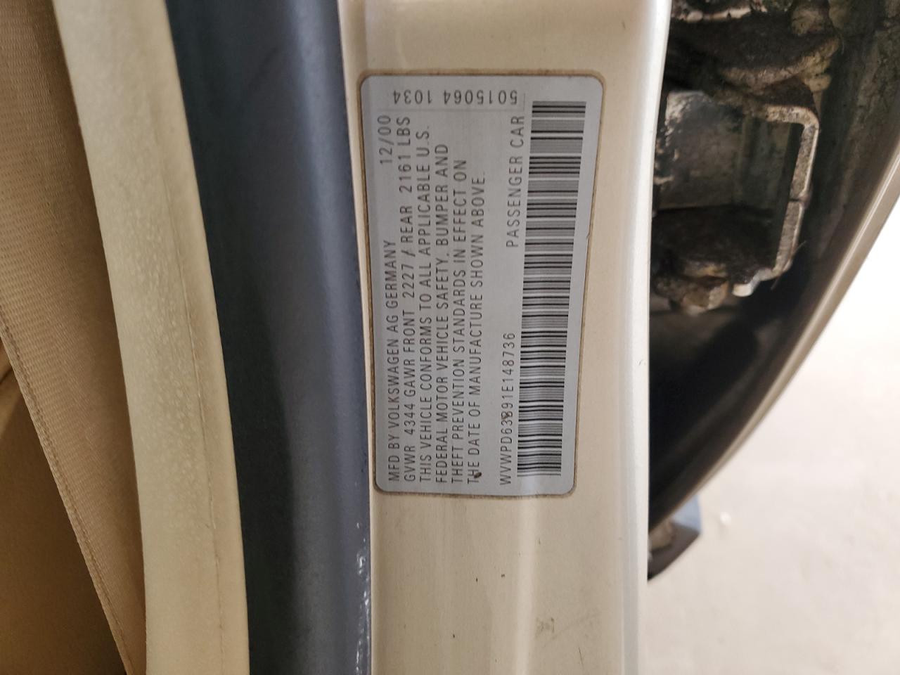 WVWPD63B91E148736 2001 Volkswagen Passat Gls