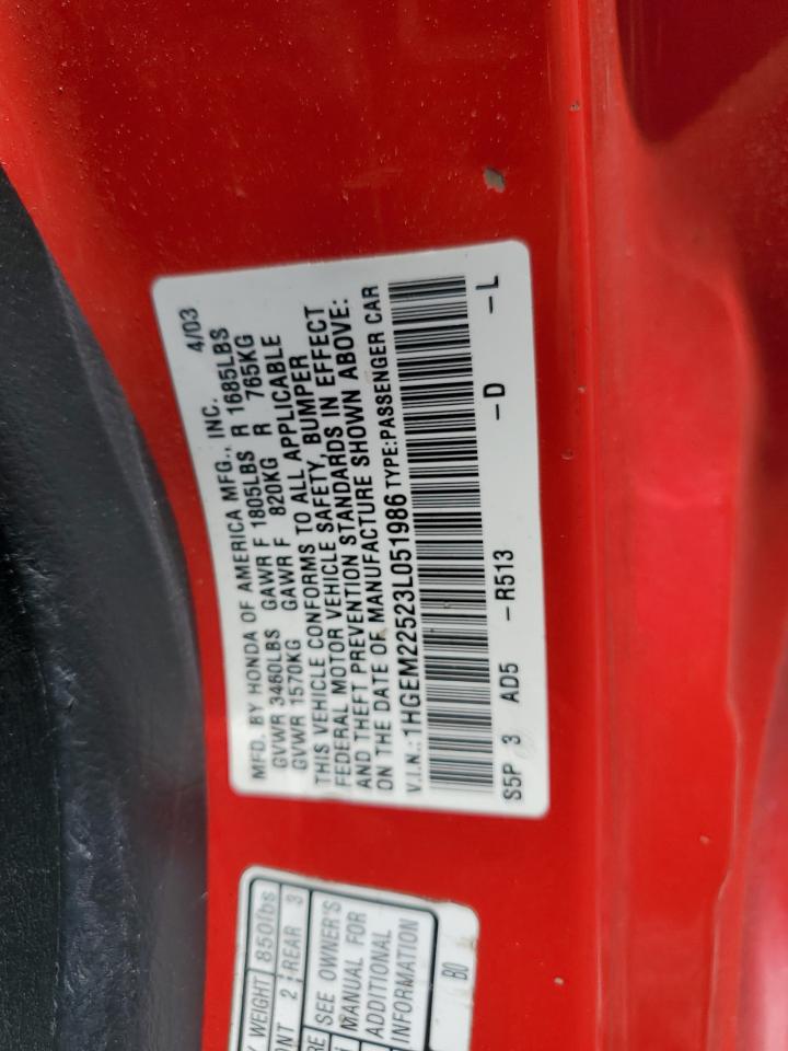 1HGEM22523L051986 2003 Honda Civic Lx