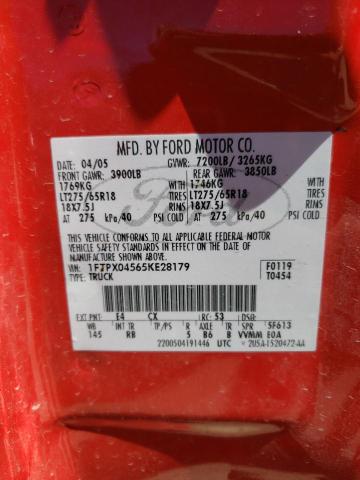 2005 Ford F150 VIN: 1FTPX04565KE28179 Lot: 60843684