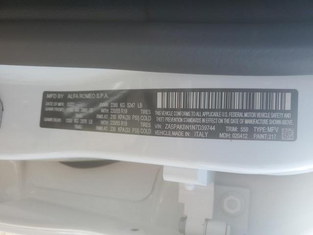 2022 Alfa Romeo Stelvio Ti VIN: ZASPAKBN1N7D39744 Lot: 60800784