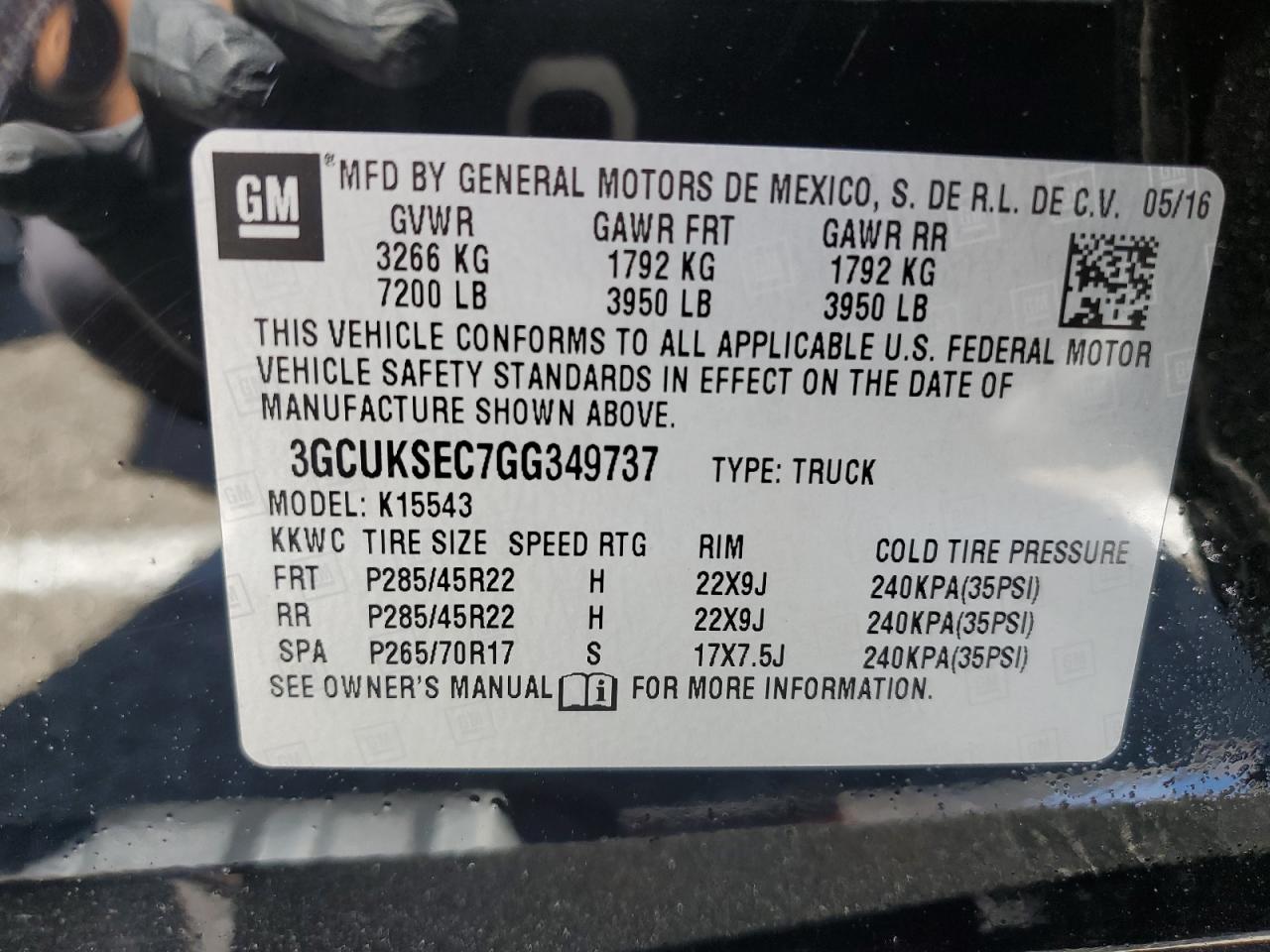 3GCUKSEC7GG349737 2016 Chevrolet Silverado K1500 Ltz