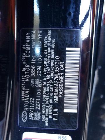 2022 Hyundai Elantra Sel VIN: KMHLM4AG7NU357210 Lot: 57889674