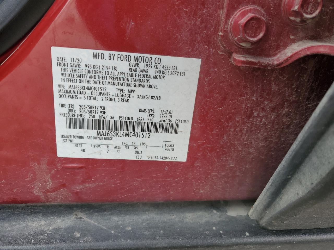 MAJ6S3KL4MC401512 2021 Ford Ecosport Titanium