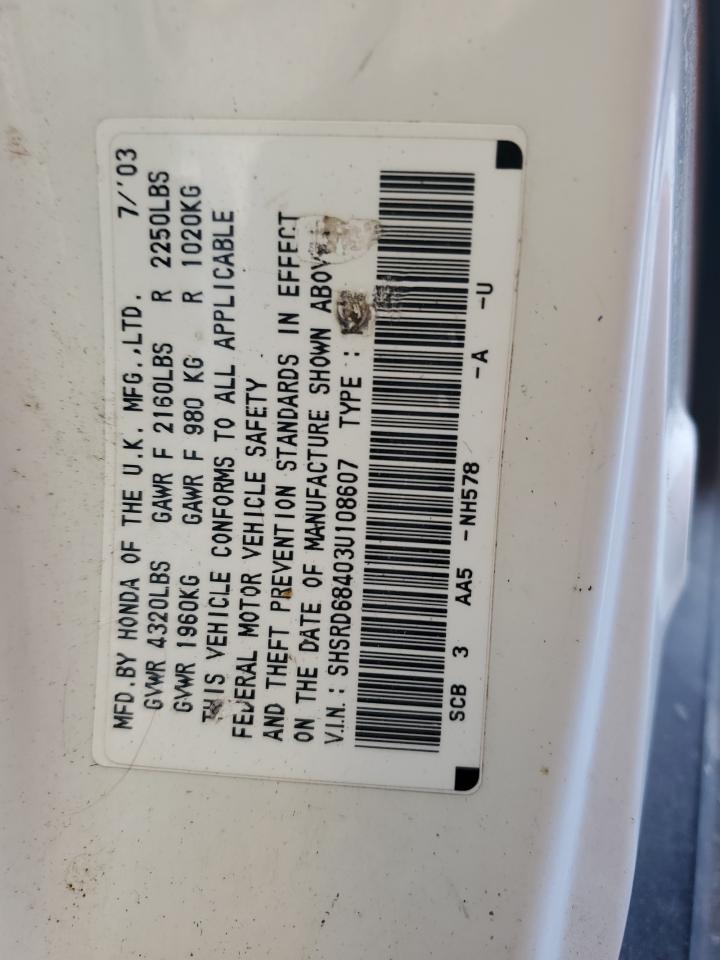 SHSRD68403U108607 2003 Honda Cr-V Lx