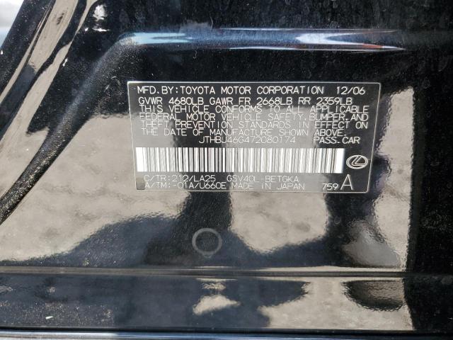 2007 Lexus Es 350 VIN: JTHBJ46G472080174 Lot: 57778394