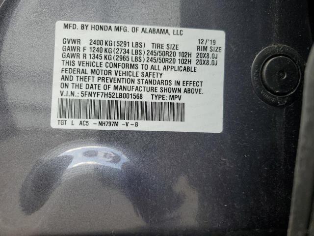 2020 Honda Passport Exl VIN: 5FNYF7H52LB001568 Lot: 57190984