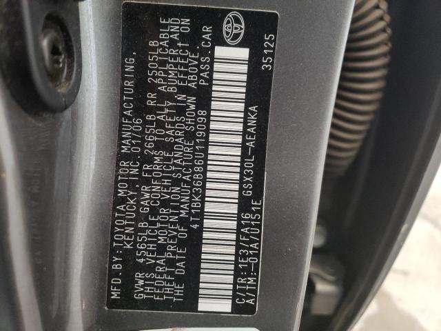 2006 Toyota Avalon Xl VIN: 4T1BK36B86U119098 Lot: 58757734