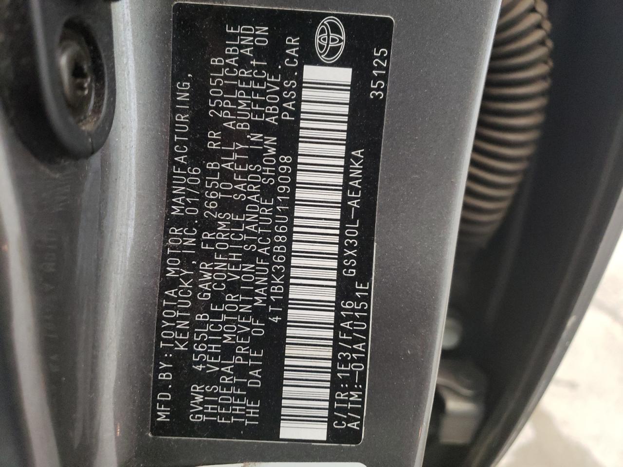 4T1BK36B86U119098 2006 Toyota Avalon Xl