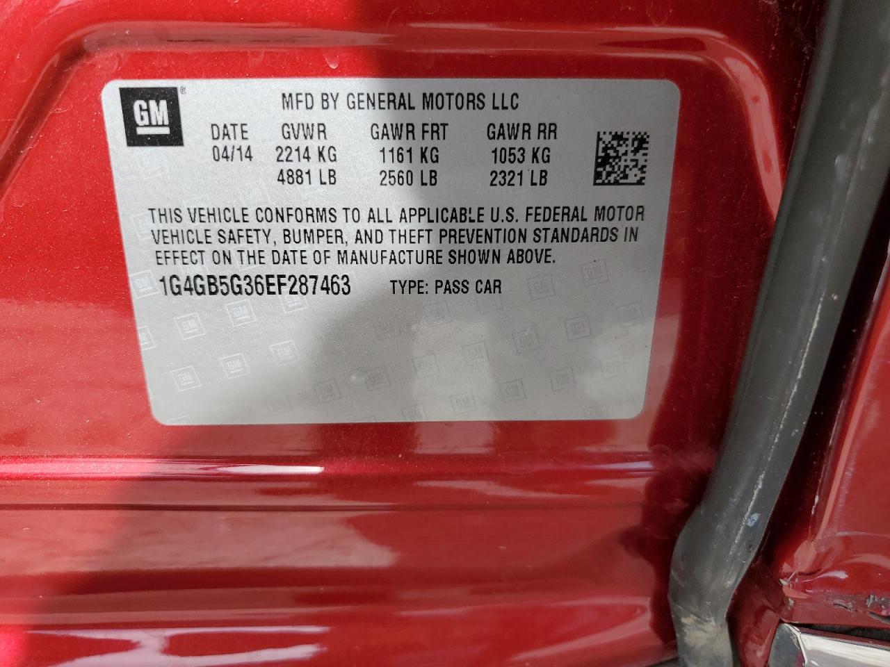 1G4GB5G36EF287463 2014 Buick Lacrosse