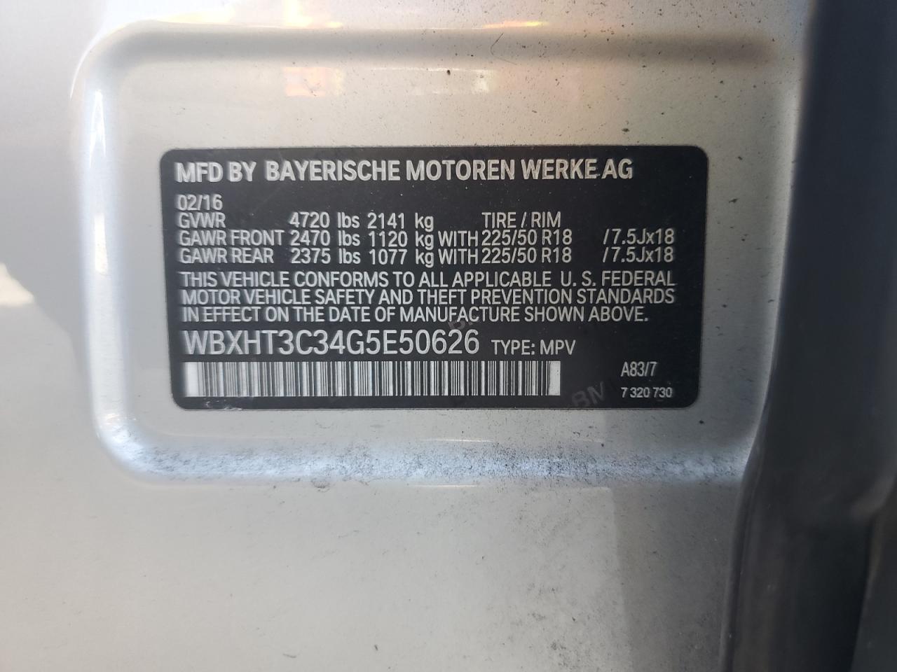 WBXHT3C34G5E50626 2016 BMW X1 xDrive28I