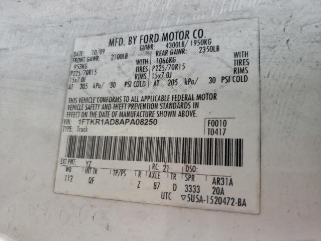 2010 Ford Ranger VIN: 1FTKR1AD8APA08250 Lot: 60796664