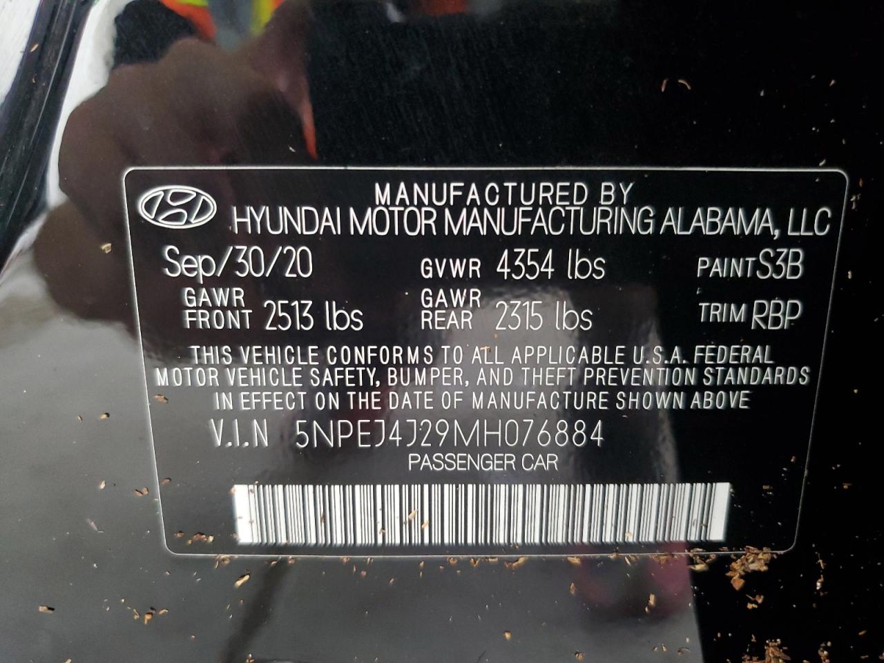 5NPEJ4J29MH076884 2021 Hyundai Sonata Sel Plus
