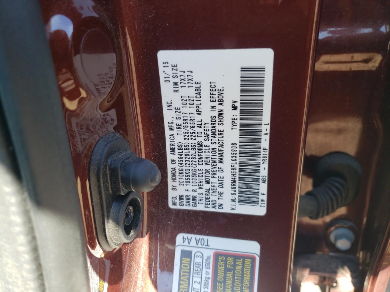 5J6RM4H56FL035906 2015 Honda Cr-V Ex