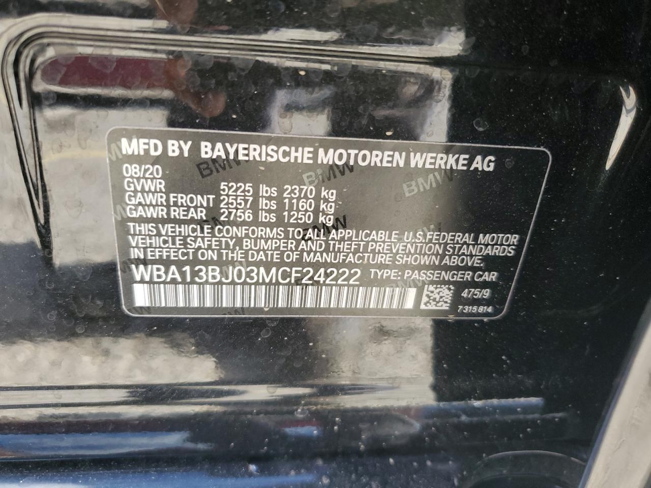 WBA13BJ03MCF24222 2021 BMW 530 Xi