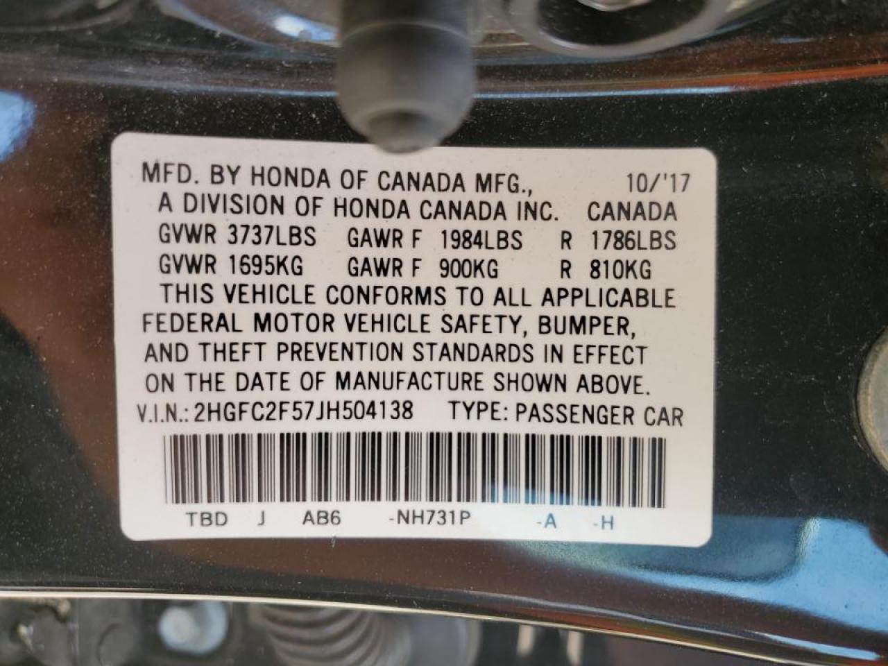 Lot #2724087592 2018 HONDA CIVIC LX