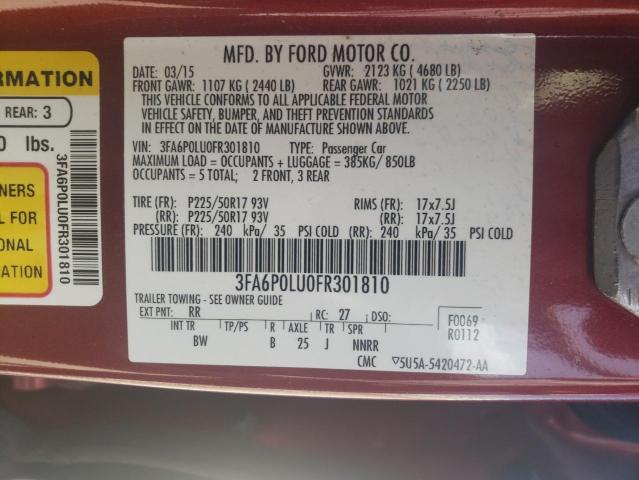 VIN 3FA6P0LU0FR301810 2015 Ford Fusion, Se Hybrid no.12