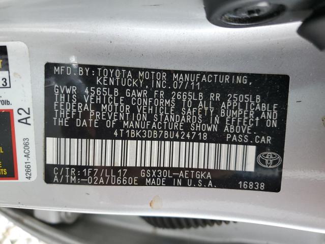 2011 Toyota Avalon Base VIN: 4T1BK3DB7BU424718 Lot: 59580714