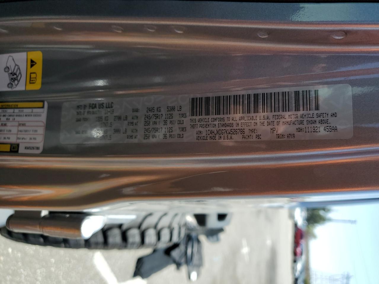 1C4HJXDG7KW526786 2019 Jeep Wrangler Unlimited Sport