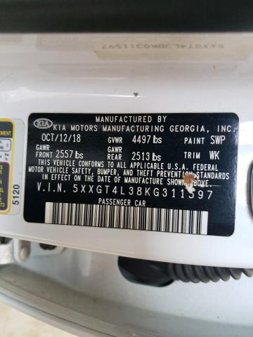 2019 Kia Optima Lx VIN: 5XXGT4L38KG311597 Lot: 59727234