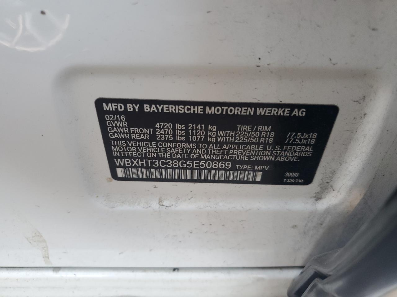 WBXHT3C38G5E50869 2016 BMW X1 xDrive28I