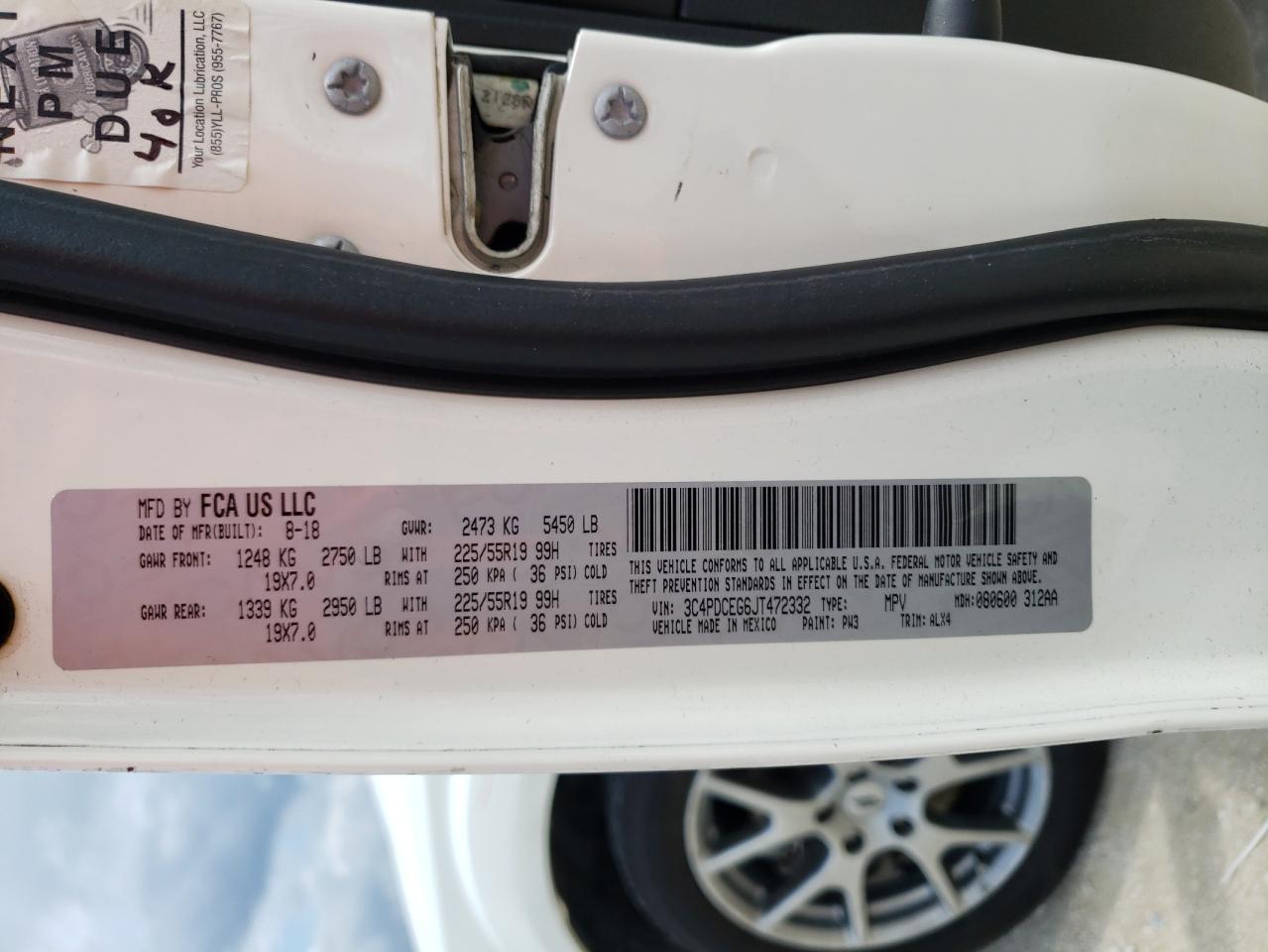 3C4PDCEG6JT472332 2018 Dodge Journey Gt