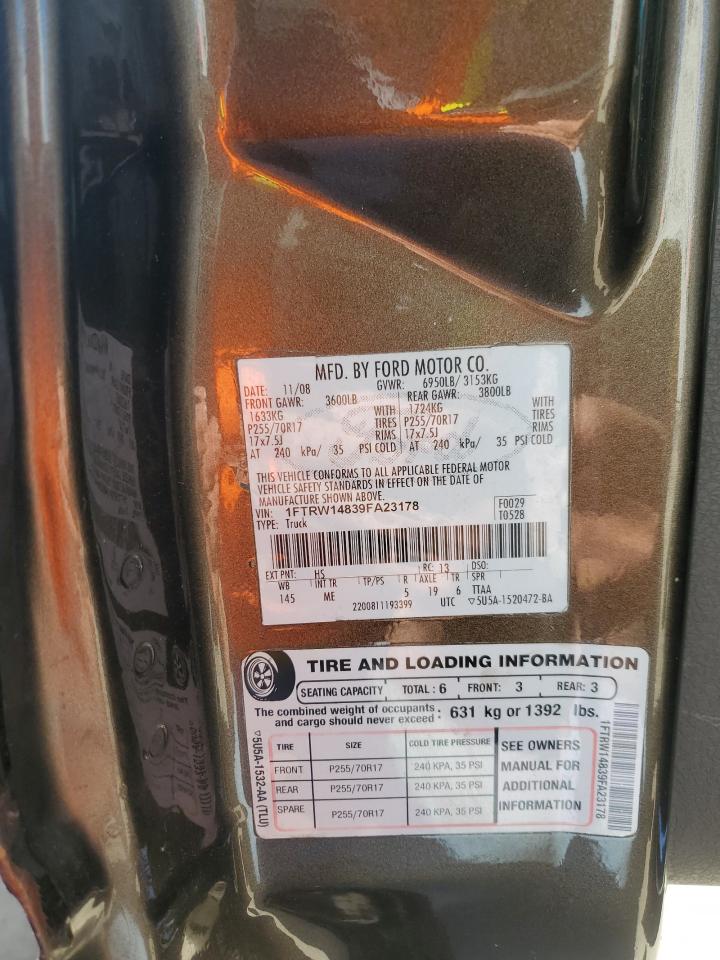 1FTRW14839FA23178 2009 Ford F150 Supercrew