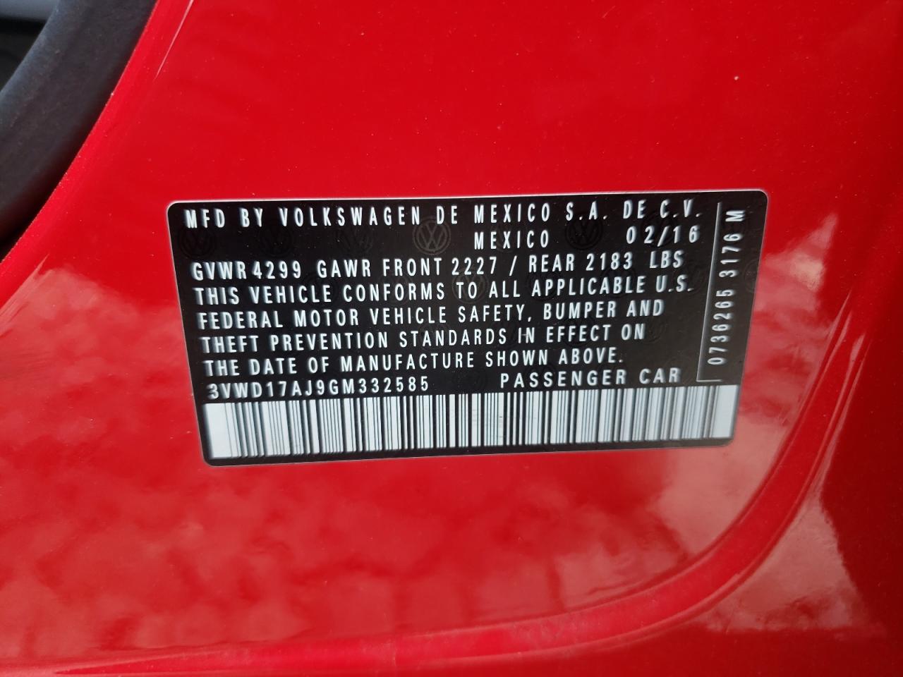 3VWD17AJ9GM332585 2016 Volkswagen Jetta Sport