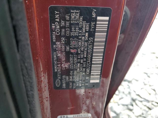 2019 Hyundai Tucson Se VIN: KM8J2CA44KU936759 Lot: 61006064