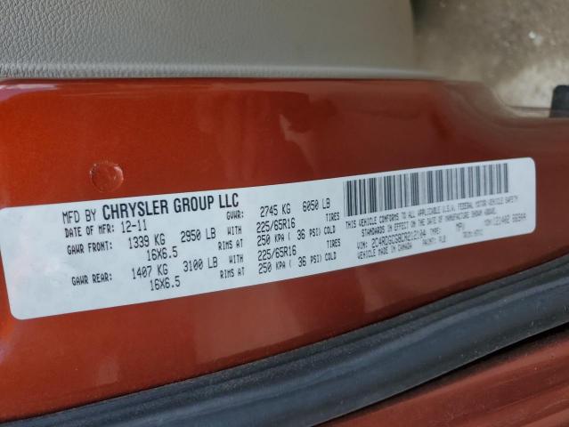 2012 Dodge Grand Caravan Sxt VIN: 2C4RDGCG8CR212104 Lot: 58320184