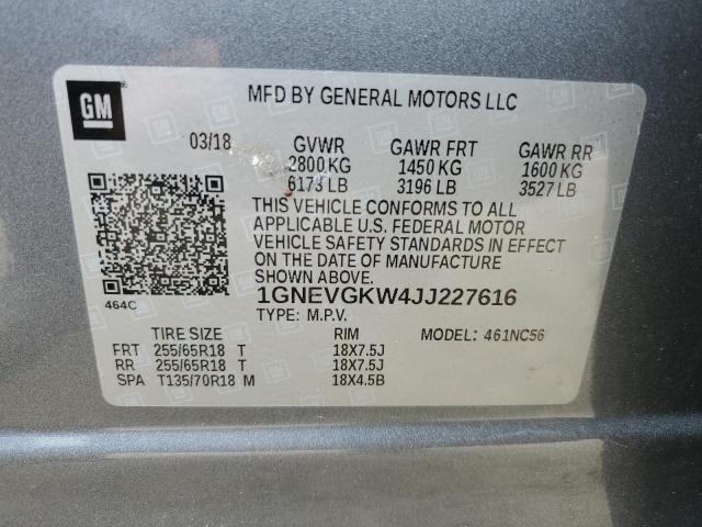 2018 Chevrolet Traverse Lt VIN: 1GNEVGKW4JJ227616 Lot: 58134664