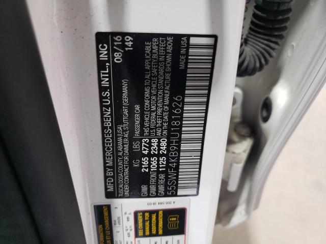 2017 Mercedes-Benz C 300 4Matic VIN: 55SWF4KB9HU181626 Lot: 60088464