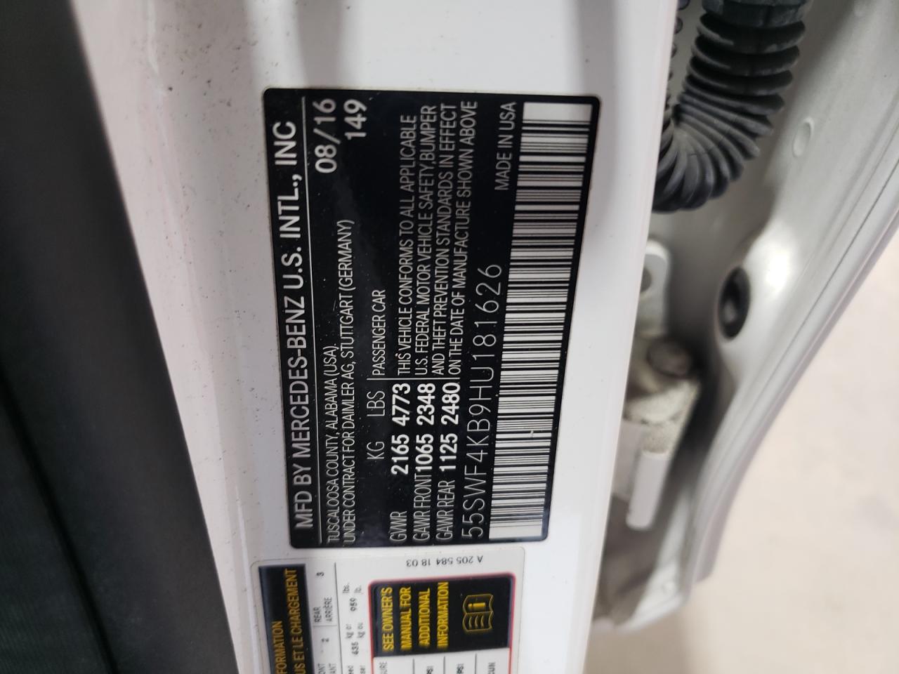 55SWF4KB9HU181626 2017 Mercedes-Benz C 300 4Matic