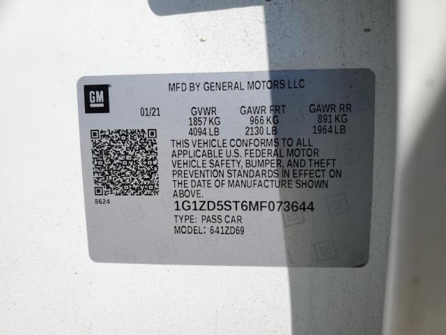 2021 CHEVROLET MALIBU LT - 1G1ZD5ST6MF073644
