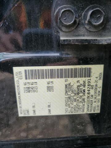 2009 Nissan Maxima S VIN: 1N4AA51E39C842891 Lot: 60493894