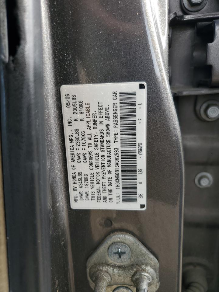 1HGCM66816A062593 2006 Honda Accord Ex