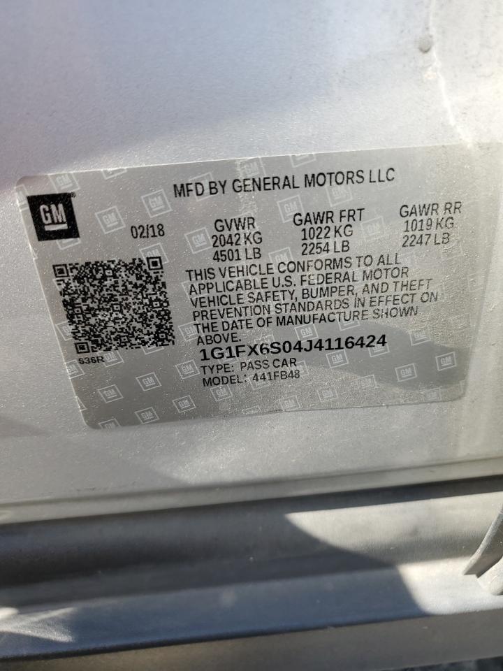 1G1FX6S04J4116424 2018 Chevrolet Bolt Ev Premier
