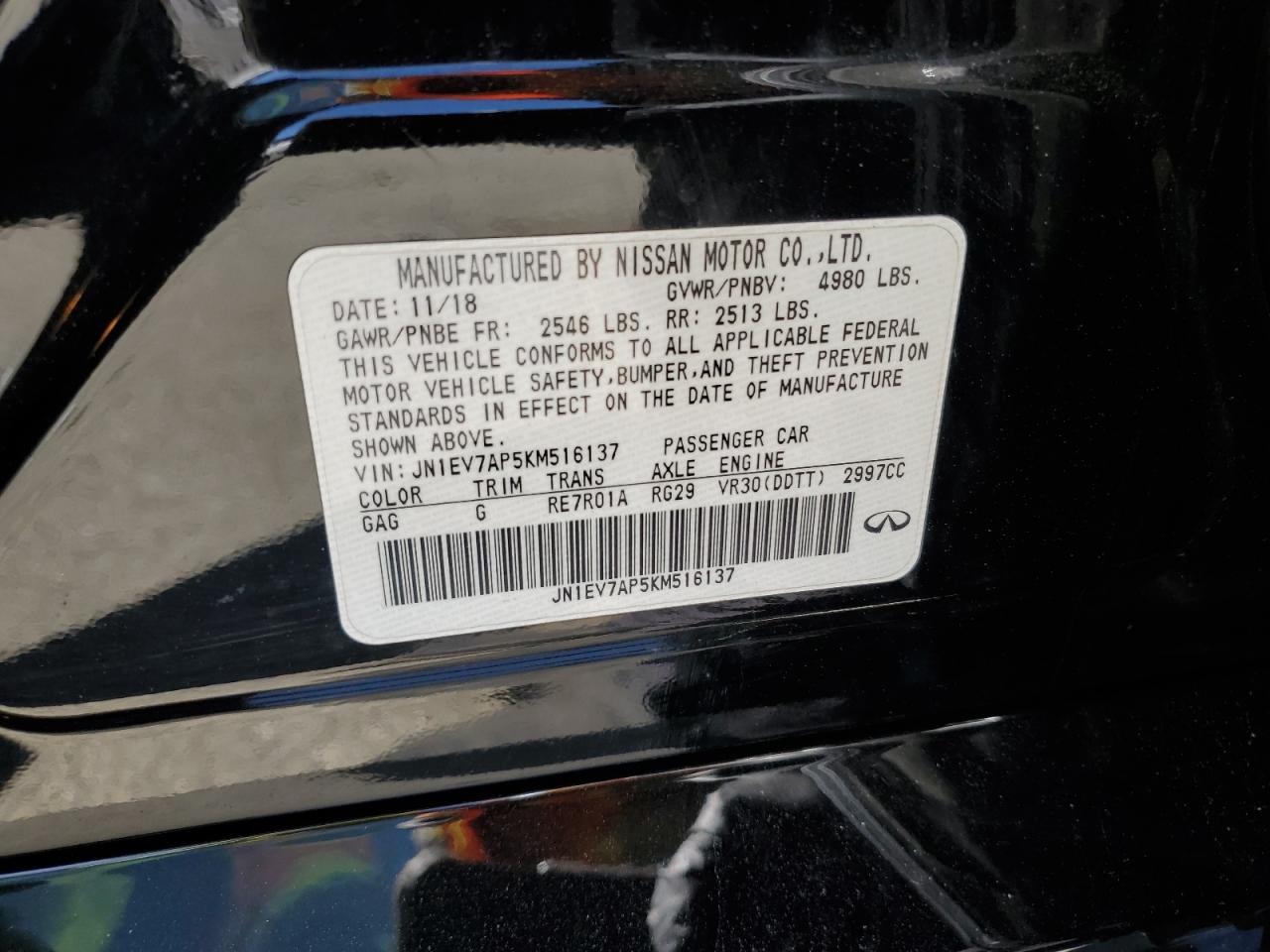 JN1EV7AP5KM516137 2019 Infiniti Q50 Luxe